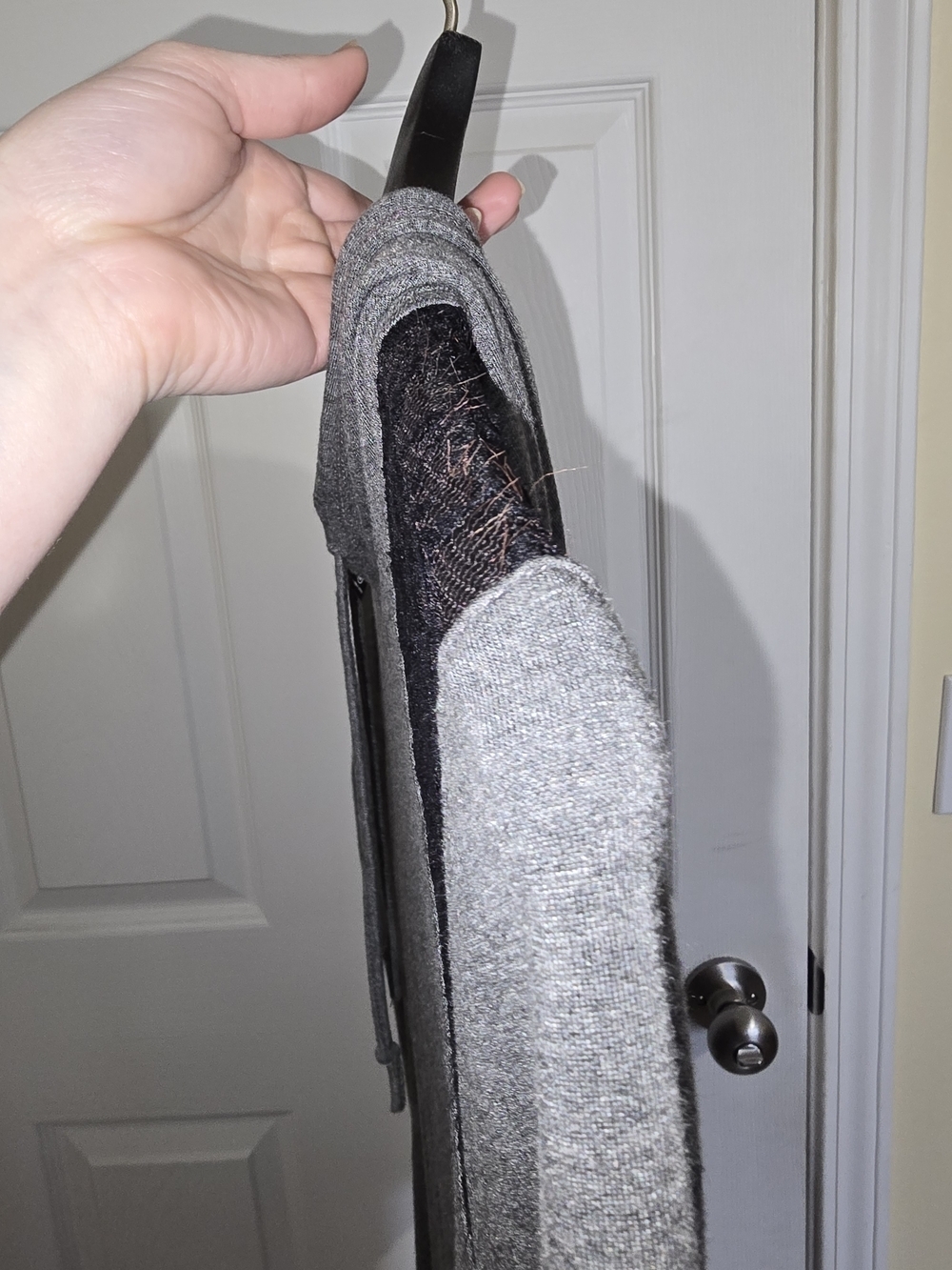 Gray Hooded Sweatshirt Dress Tunic with Lace Accents - Picture 8 of 10